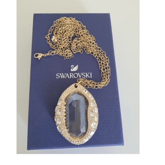 Swarovski Gold Necklace with Silver Crystal Pendant - Picture 1 of 8
